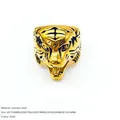 Gothic tiger head ring in polished gold finish made of high quality stainless steel - US7 / Gold