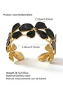 Bracciale rigido in acciaio dorato con fiori in smalto nero e apertura regolabile - FYD6238SZ / Nero