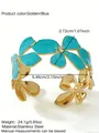 Bracciale rigido dorato in acciaio con fiori in smalto blu e diametro di 5,46 cm - FYD6238SZ / Blu