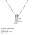 Minimalist silver stainless steel necklace with lowercase letter r pendant 45cm chain - K-Steel