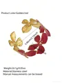 Bracciale rigido dorato in acciaio con fiore smaltato rosso e dettagli dimensioni - FYD6238SZ / Rosso