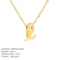 Minimalist 14k gold plated stainless steel necklace with cursive letter L pendant - Letter L - Gold