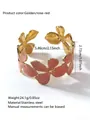 Bracciale rigido dorato in acciaio inossidabile con fiori di smalto rosso rosa marmorizzato - FYD6238SZ / Rosso Rosa