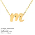 Minimalist 14K gold plated stainless steel necklace featuring a lowercase letter m pendant - Letter M - Gold