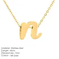 Lowercase initial 'n' pendant necklace in 14K gold-plated stainless steel, 45cm chain - Letter N - Gold