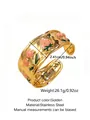 Bracciale rigido dorato in acciaio inossidabile con motivi in smalto fragola e ciliegia - FYD6208SZ / Rosa