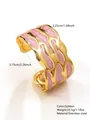 Bracciale rigido a onde in acciaio inossidabile dorato con smalto marmo rosa - FYD6206SZ / Rosa