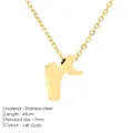 Minimalist 14K gold plated stainless steel necklace with small letter r pendant - Letter R - Gold