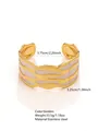 Bracciale rigido dorato in acciaio inossidabile con smalto ondulato color lavanda - FYD6206SZ / Bianco