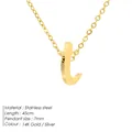 Minimalist 14K gold lowercase 't' pendant necklace in stainless steel, 45cm chain length - Letter T - Gold