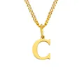 Collana in acciaio inossidabile placcato oro 14K con ciondolo a forma di lettera C - C - Color oro - 1 pezzo