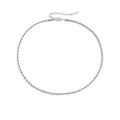 Silver twist rope chain necklace in stainless steel with lobster clasp and extension - 3mm Width / 38+5cm / Steel