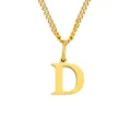 Collana minimalista in acciaio inossidabile placcato oro 14K con ciondolo lucido lettera D - D - Color oro - 1 pezzo