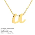 Minimalist 14K gold plated stainless steel necklace featuring a lowercase letter u pendant - Letter U - Gold