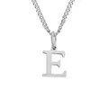 Minimalist 14K stainless steel silver-toned letter E pendant on a thin Cuban chain - E-Silver-1 Piece