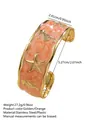 Bracciale rigido in acciaio dorato con inserto in marmo arancio e motivi marini - FYD6218SZ / Rosso Rosa