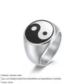Vintage stainless steel Tai Chi Yin Yang ring in polished silver finish for men and women - US7 / Steel