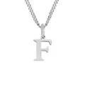 Polished silver stainless steel necklace featuring a minimalist capital letter F pendant - F-Silver-1 Piece