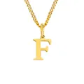 Minimalist 14K gold plated stainless steel letter F pendant with twisted rope chain necklace - F - Gold-Tone - 1 Piece