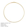 Elegante collar de cadena de cuerda trenzada de 2mm en acero inoxidable oro de 14k - 2mm de ancho / 40CM / Dorado