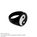 Black stainless steel ring featuring a classic Yin Yang Tai Chi symbol design - US7 / Black