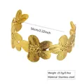 Bracciale rigido aperto in acciaio inossidabile dorato con motivo floreale e trama radiale - FYD6129SZ / Oro