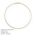 Cadena de cuerda de acero inoxidable bañada en oro de 14k 2mm longitud 45cm - 2mm de ancho / 45cm / Dorado