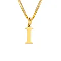 Polished 14K gold stainless steel necklace with minimalist uppercase letter I pendant - I - Gold-Tone - 1 Piece