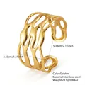 Bracciale rigido aperto dorato in acciaio inossidabile con design a intaglio fluido e largo - FYD6268SZ / Oro