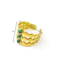 Adjustable multilayer 18k gold plated ring with green malachite stones and 19mm height - US7 / Adjustable / Gold