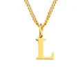 14K gold plated stainless steel necklace featuring a minimalist uppercase letter L pendant - L - Gold-Tone - 1 Piece