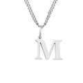 Polished silver stainless steel necklace featuring a minimalist capital letter M pendant - M-Silver-1 Piece