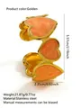 Bracciale rigido a cuore in acciaio dorato con smalto marmorizzato arancione aperto - FYD6282SZ / Arancione