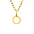 Minimalist 14K gold plated stainless steel initial necklace featuring letter O pendant - O - Gold-Tone - 1 Piece