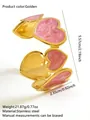 Bracciale rigido dorato in acciaio inossidabile con cuori in marmo rosa e motivi floreali - FYD6282SZ / Rosa
