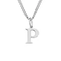 Polished silver stainless steel necklace featuring a minimalist letter P pendant - P-Silver-1 Piece