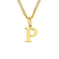 Minimalist 14K gold-plated stainless steel necklace with letter P pendant - P - Gold-Tone - 1 Piece