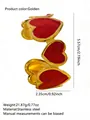 Bracciale rigido dorato in acciaio inossidabile con tre motivi a cuore in smalto rosso - FYD6282SZ / Rosso