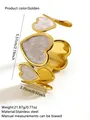 Bracciale rigido a cuore in acciaio dorato con eleganti intarsi in smalto marmorizzato - FYD6282SZ / Bianco