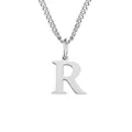 Silver 14K stainless steel necklace featuring a minimalist letter R pendant charm - R-Silver-1 Piece