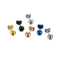 Lot de six paires de boucles d'oreilles boules en acier inoxydable aux couleurs variées - 2.0mm / Multicolore (Individuel)