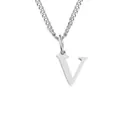 Polished silver stainless steel chain necklace with uppercase letter V pendant - V-Silver-1 Piece