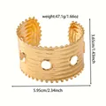 Bracciale rigido dorato in acciaio inossidabile smaltato con trama a onde e fori - JH048 / Oro