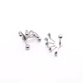 Pendientes punk de acero inoxidable plateado con diseños de esferas y puntas radiantes - Estilo Mixto de Punta Y Bola / Estilo Acero