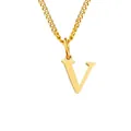 Elegant 14K gold plated stainless steel necklace featuring a bold uppercase letter V pendant - V - Gold - 1 Piece