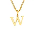 Minimalist 14K gold-plated stainless steel necklace with capital letter W pendant - W - Gold - 1 Piece