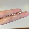 Boucles d'oreilles boules en acier poli de tailles 2mm 3mm 4mm et 5mm de diamètre - 2.0mm / Couleur Acier (Individuel)