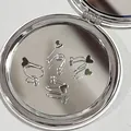 Silver stainless steel heart U-shaped ear clips in a set of four with mirror reflections - Double / U-Shaped Heart Style