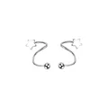 Silver stainless steel S-shaped spiral earrings with star and bead detail - Single Piece / Star Style
