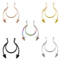 U-shaped stainless steel faux septum rings with cone spikes in five metallic colors - Small / Gold